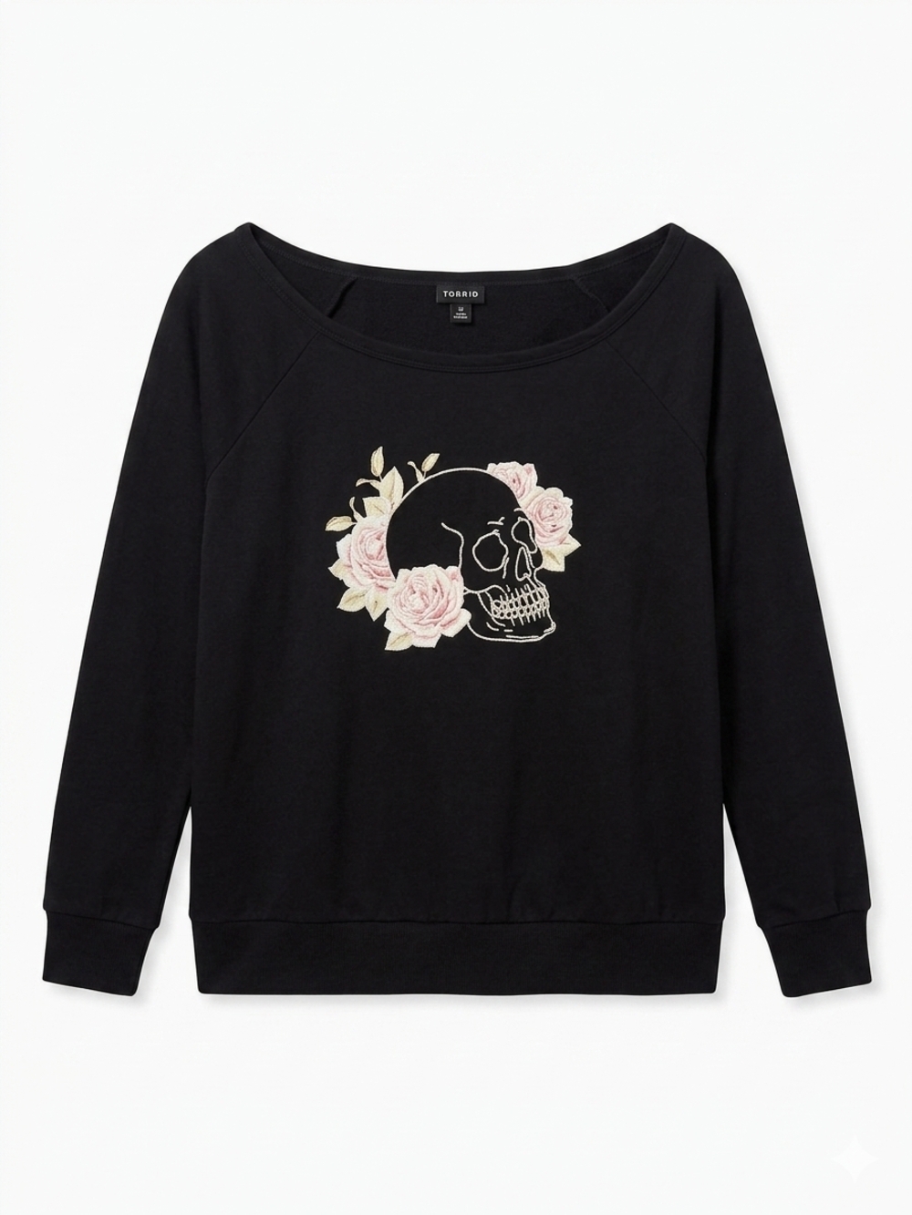 Torrid Black Sweatshirt with Floral Skull